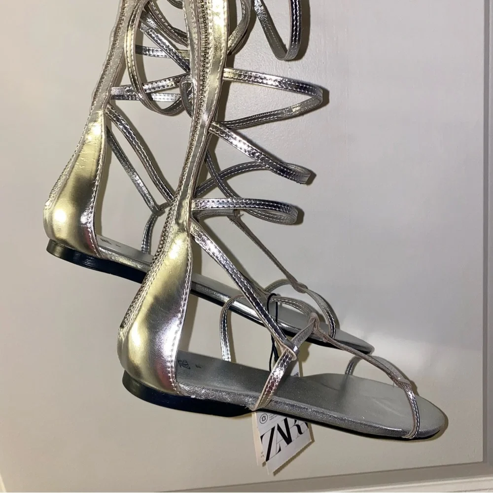 ZARA Leather Gladiator Sandals - Picture 7 of 13